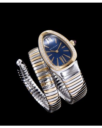 Bvlgari 18-carat gold and steel watch Blue