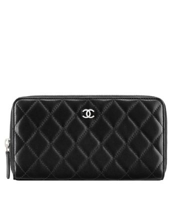 Chanel Matrasse Around Zipper Long Wallet Black