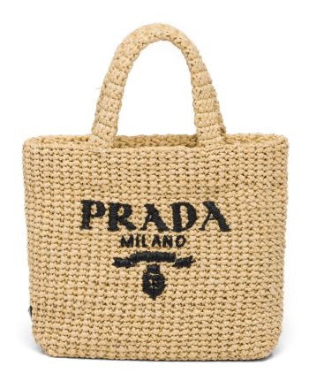 Prada Small Raffia Tote Bag Apricot