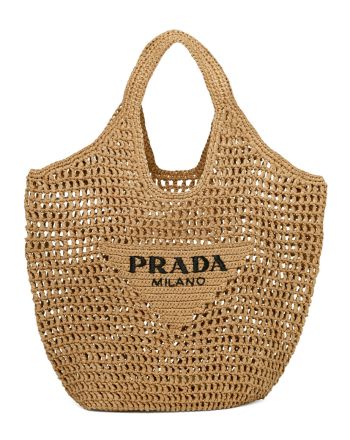 Prada Raffia Tote Bag Apricot