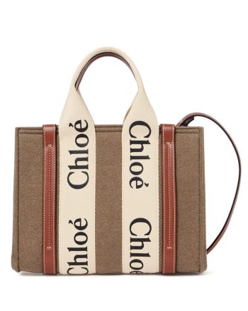 Chloe Small Woody Tote Bag With Strap Apricot