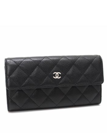 Chanel Quilted Flap Wallet in Caviar Black