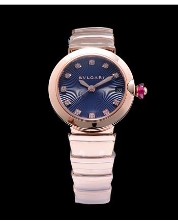 Bulgari golden stainless steel and diamond watch Blue