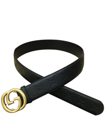 Gucci Leather belt with Double G buckle Black